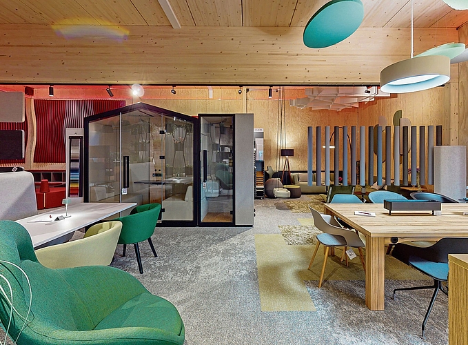 Einblick in die Erlebniswelt der Schlup AG im Obergeschoss des neuen Standorts in Lengnau.