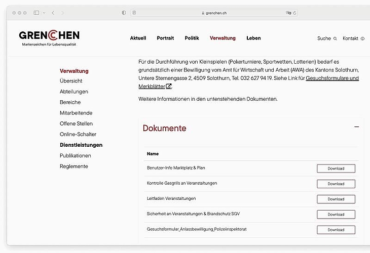 Auf der Seite mit dem Stichwort «Anlassbewilligung» sind weiter unten die verschiedenen Dokumente downloadbar.
         
         
            
               Bilder: Joseph Weibel