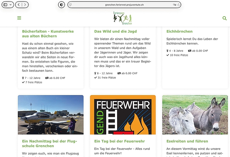Der Ferienpass Grenchen findet dieses Jahr von 26. September bis 17. Oktober 2026 statt. Bild: Screenshot