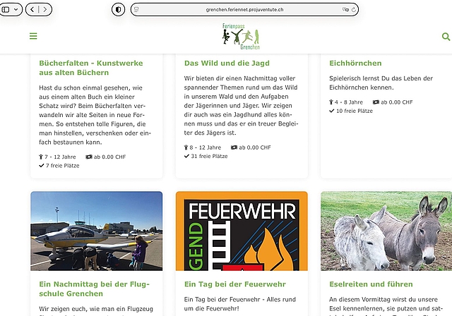 Der Ferienpass Grenchen findet dieses Jahr von 26. September bis 17. Oktober 2026 statt. Bild: Screenshot