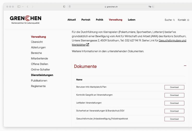 Auf der Seite mit dem Stichwort «Anlassbewilligung» sind weiter unten die verschiedenen Dokumente downloadbar.
         
         
            
               Bilder: Joseph Weibel