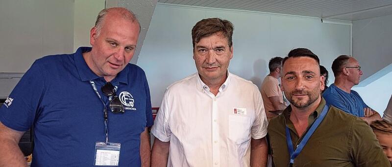 Präsidenten-Runde: OK-Präsident Markus Mehr (links) mit Stadtpräsident François Scheidegger und FCG-Präsident Mirko Recciuti.