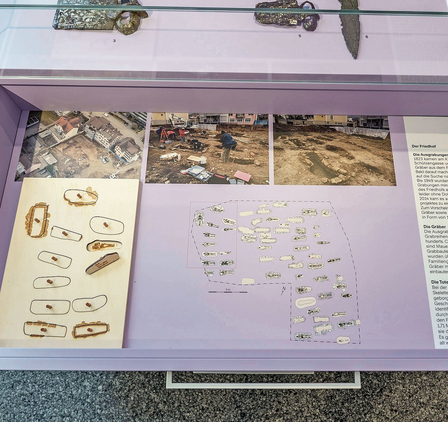 An dieser Stelle im Museum wird gezeigt, wo in Grenchen Ausgrabungen gemacht und was dabei gefunden wurde.