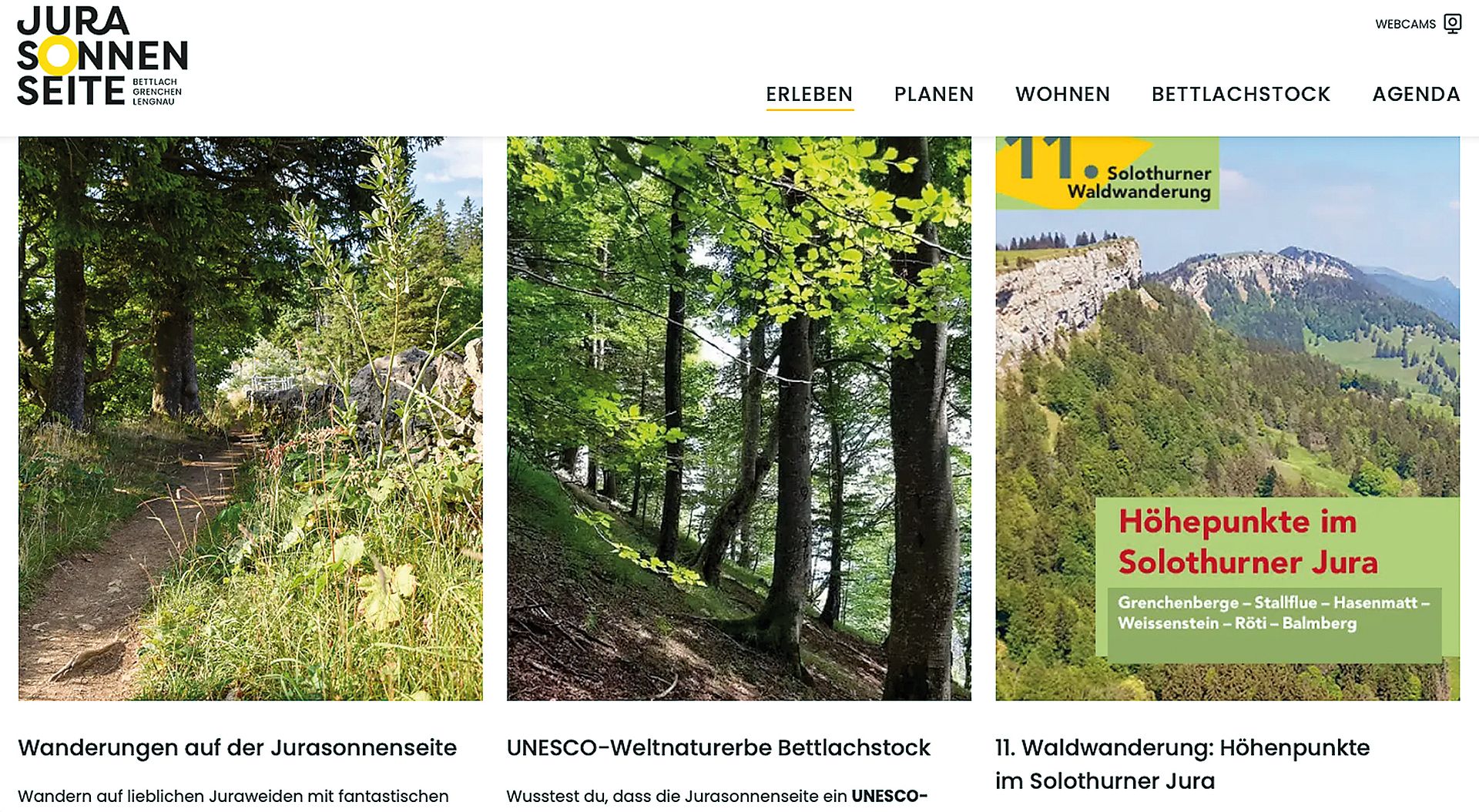 Auf der Website von Jurasonnenseite findet man einige (Ferien-)Tipps für Daheimgebliebene.Bild: Screenshot Auf der Website von Jurasonnenseite findet man einige (Ferien-)Tipps für Daheimgebliebene.Bild: Screenshot